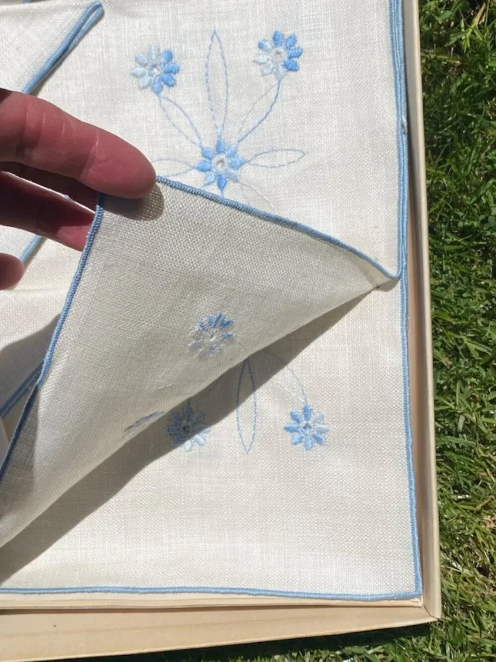 Vintage/Antique Linen Placemats and Napkins, New Old Stock, In Original Box